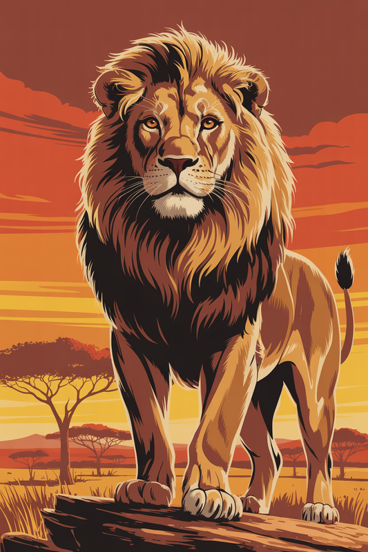 Plakat Lew Retro