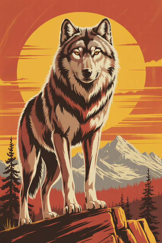 Plakat Wilk Retro